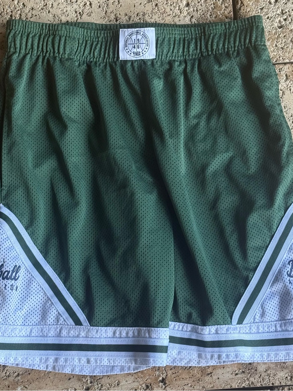 NBA Green Mesh Basketball Shorts 1946 Logo Sz M National Basketball Association